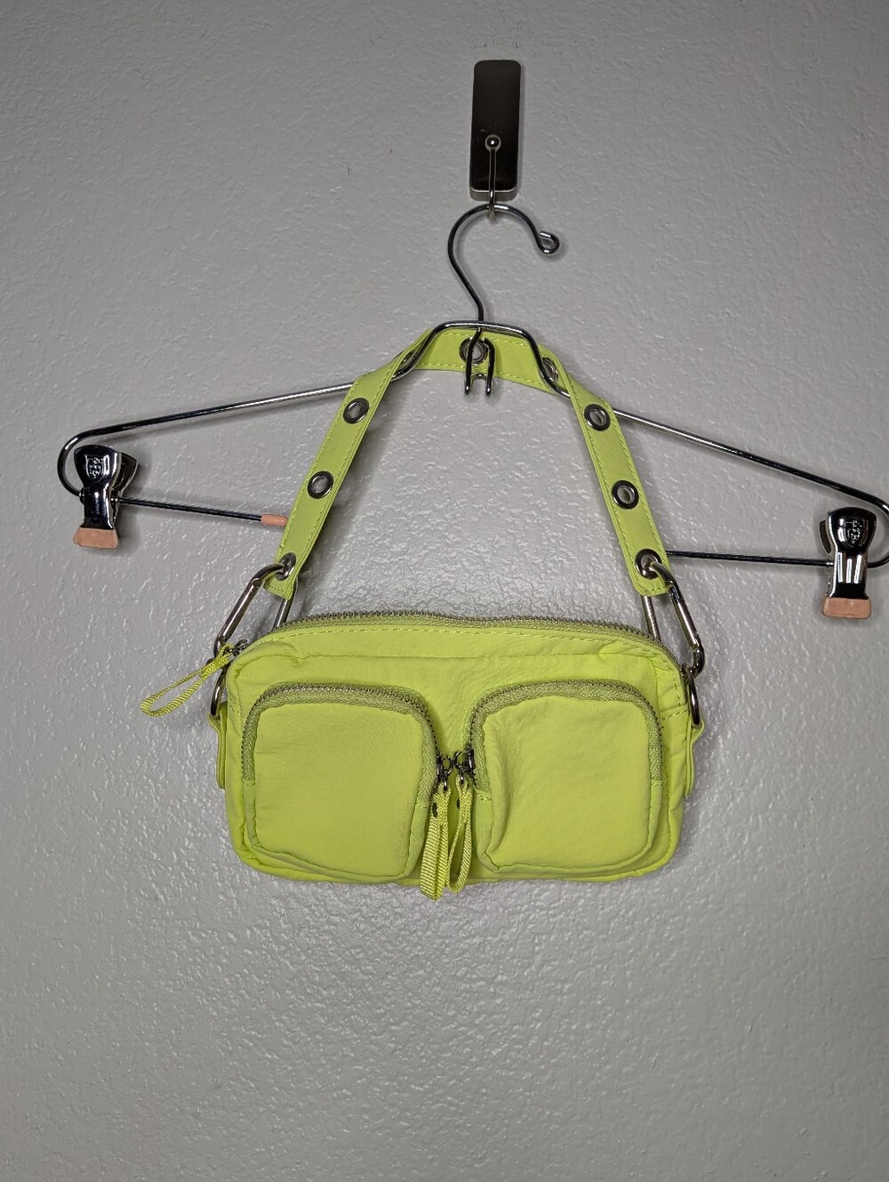 Urban Outfitters Neon Green Y2K Brat Rave Dual Pocket Zip Up Mini Shoulder Bag